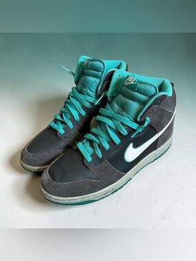 Nike Dunk High Anthracite Turquoise 2012 Sneakers 317982-052 Mens Size 9.5